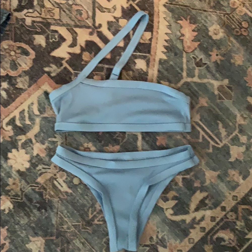 Light blue two piece swimsuit
